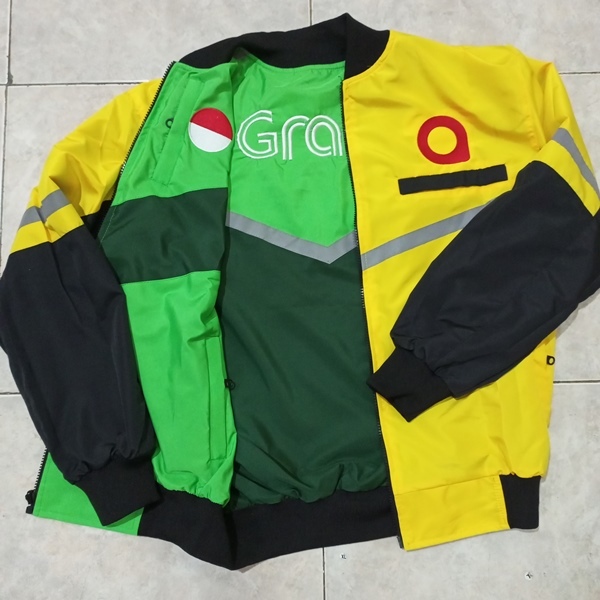 JAKET BOMBER GRAB MAXIM JAKET BOLAK BALIK READY SIZE JUMBO 7XL