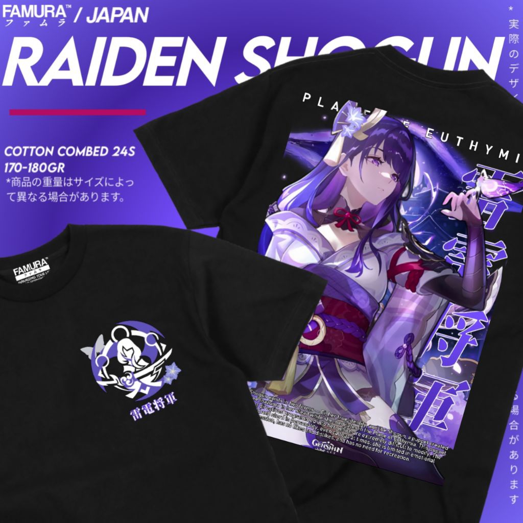 FAMURA T-Shirt / Kaos Game Baju Raiden Shogun Genshin Impact