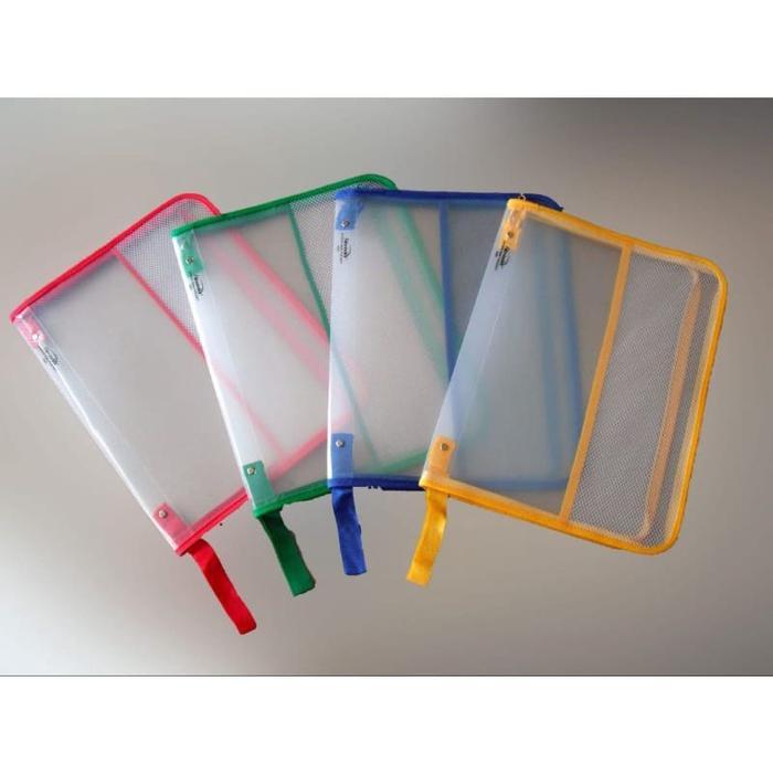 Map Zipper Resleting Jaring / Map Plastik Tebal - Biru