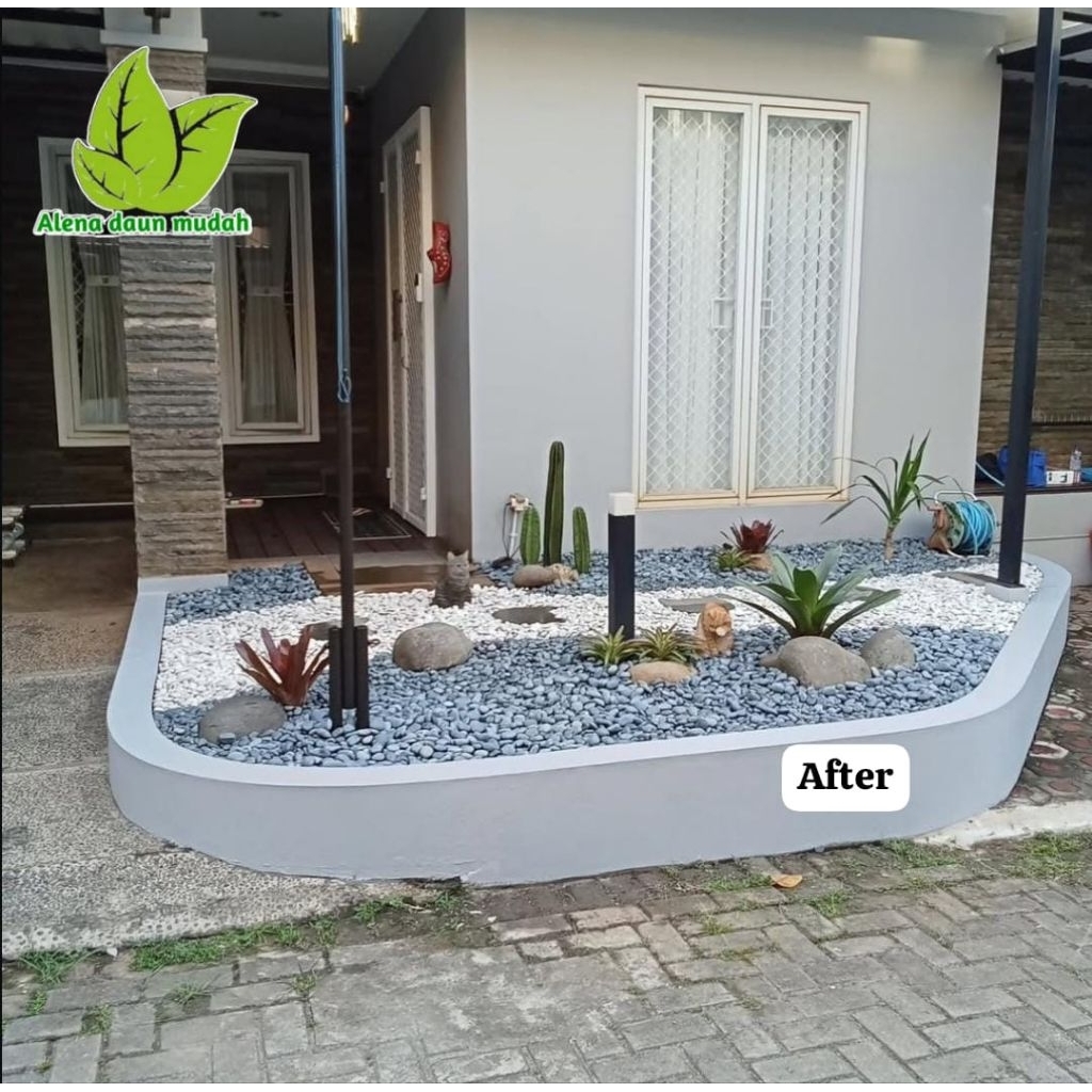 taman kering minimalis/taman batu koral/taman halaman rumah minimalis