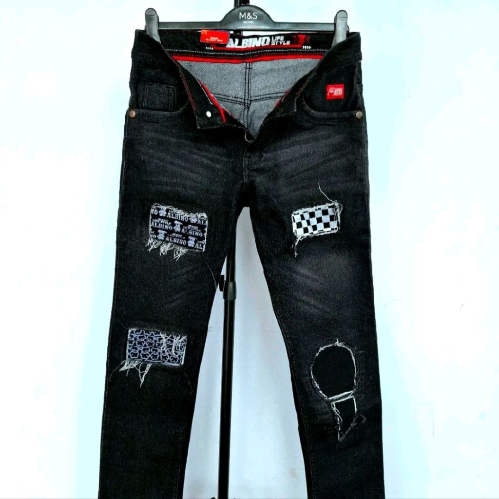 CELANA JEANS RIPPED RUCAS PANJANG PRIA SLIM FIT NGARET