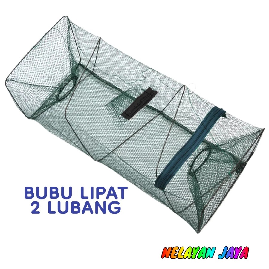 Bubu Perangkap Ikan Lipat 2 Lubang Kotak Jebakan Alat Pancing Jaring Jala Prangkap Udang Kepiting Su