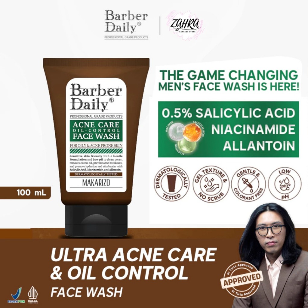BARBER DAILY ACNE CARE & OIL CONTROL FACE WASH 100ML