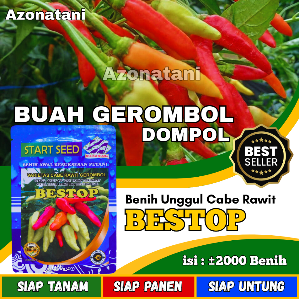 Bibit Cabe Rawit BESTOP Benih cabe rawit gerombol dompol | bibit cabe rawit unggul tahan virus