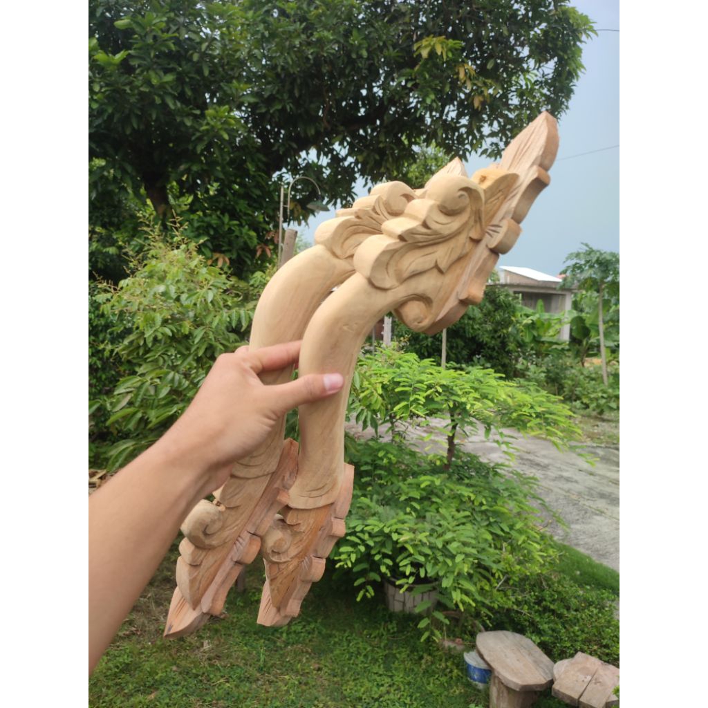 Gagang Pintu Kayu Jati Ukir Panjang 40cm – Mentahan Kayu Ukiran Klasik