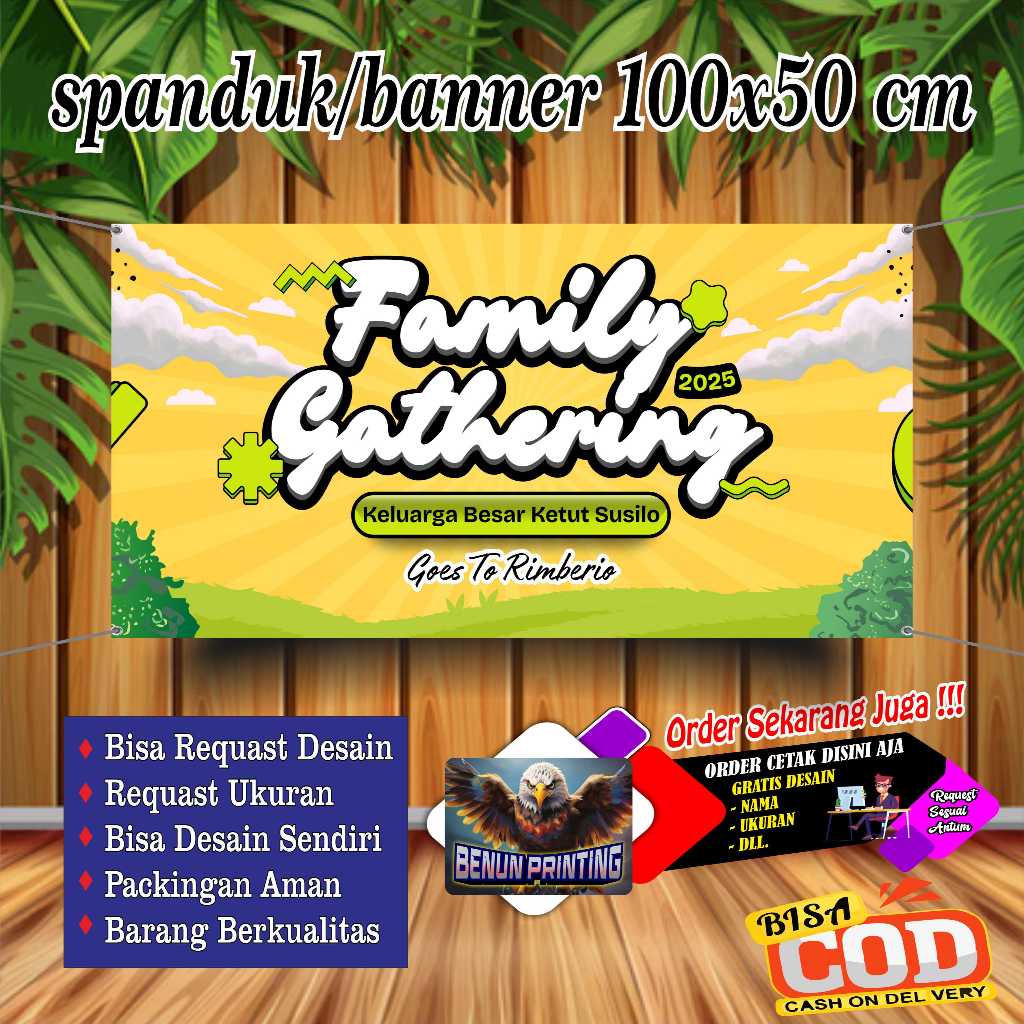 CETAK SPANDUK BANNER FAMILY GATHERING FREE DESAINT