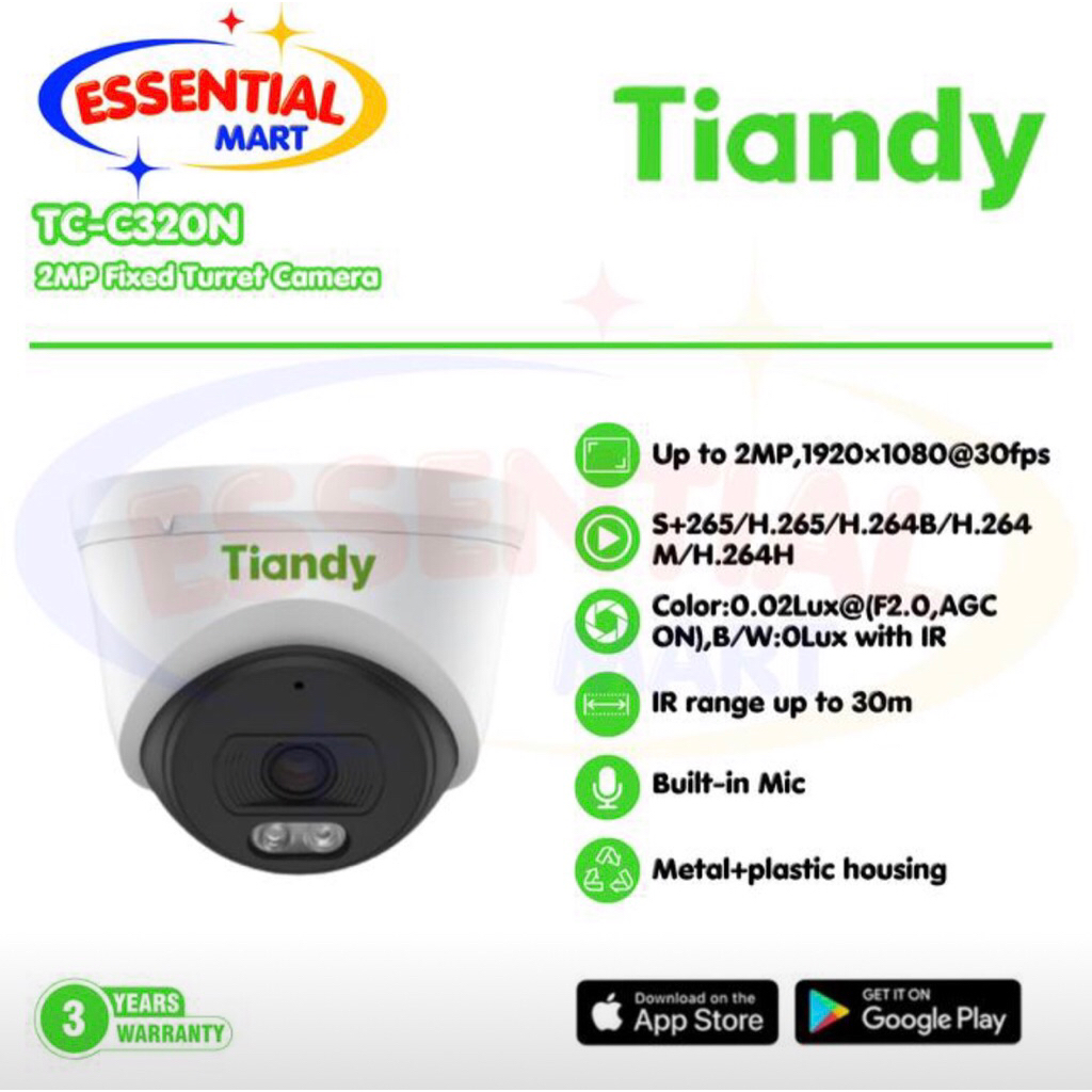 Kamera CCTV IP Tiandy TC-C320N 2MP Audio Indoor AK