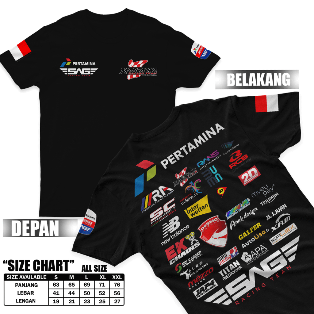 Kaos Baju Distro Pertamina Mandalika Premium Sponsor Pada Motor SAG Racing Team Original circuit ori