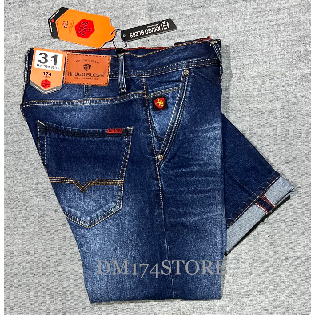 SLIM FIT-JEANS PRIA PREMIUM//CELANA PANJANG JEANS PRIA//JEANS PANJANG FASHION LELAKI XHUGO BLESS