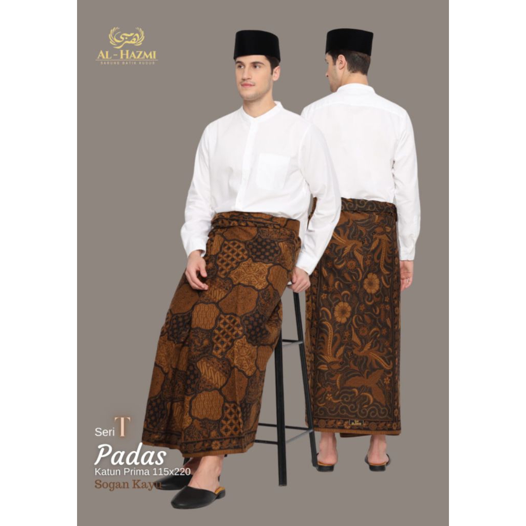 SARUNG AL HAZMI WARNA COKLAT SERI T MOTIF PADAS, SARUNG BATIK COKLAT, SARUNG BATIK PREMIUM