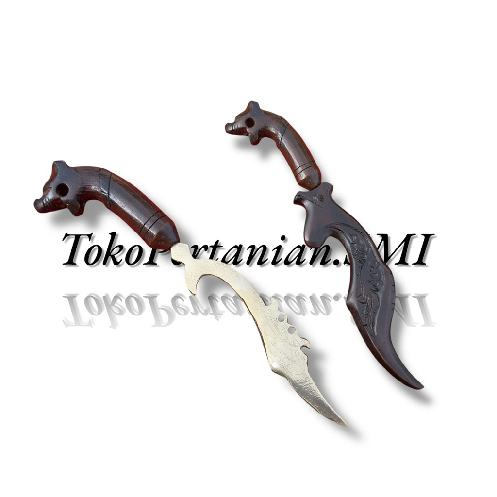 Kujang Kuningan Motif Lafadz Khas Sunda Kujang Rengken Ukuran Sedang Tumpul