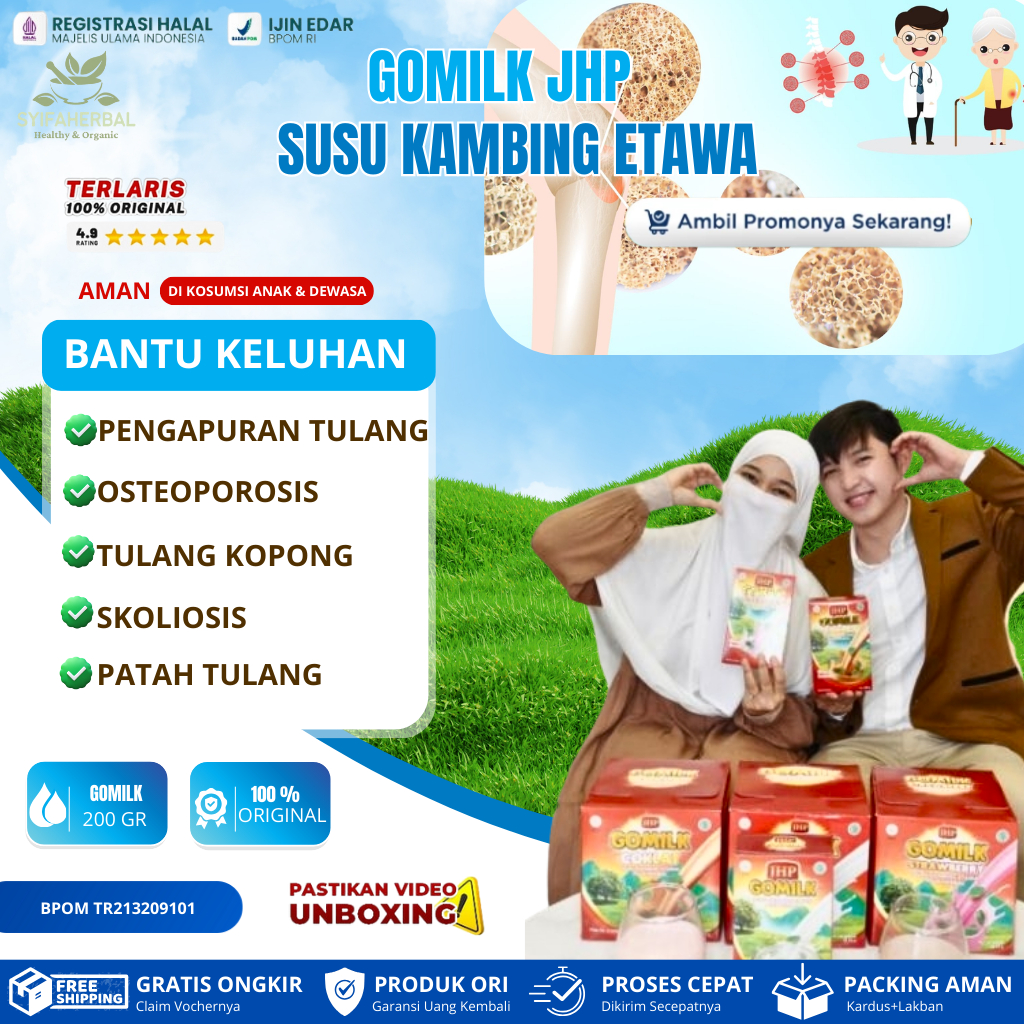 GOMILK Sachet - Susu Untuk Pengapuran Tulang, Susu Kesehatan Tulang & Sendi, Pengapuran Tulang Lansi