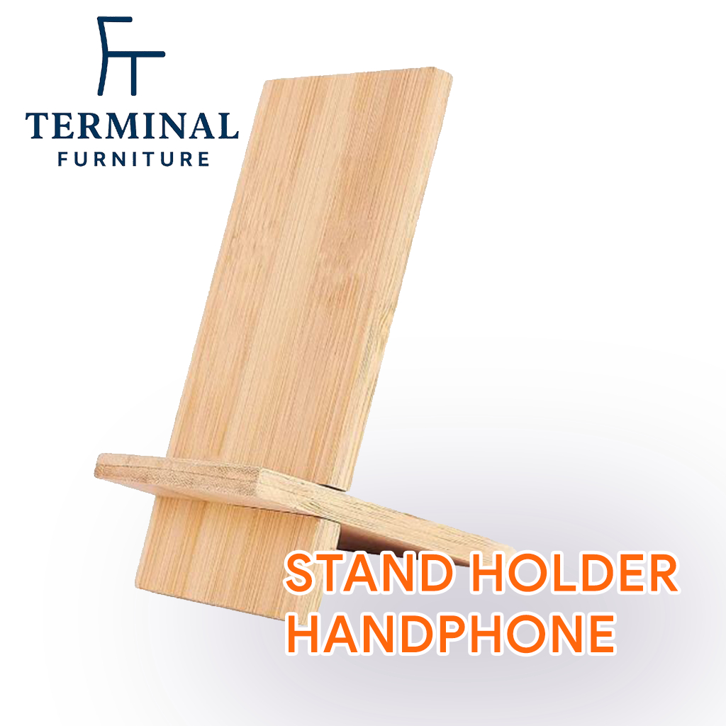 STAND HOLDER HP DUDUKAN MINIMALIS MURAH ( ANDROID - IPHONE ) KAYU solid 100%