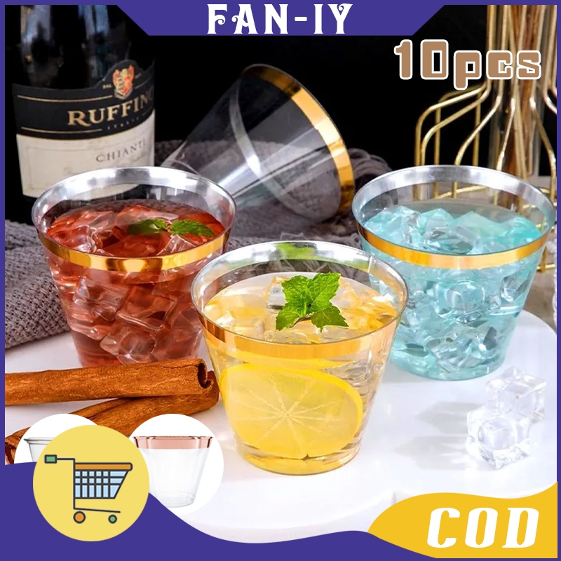 10pcs Gelas Plastik Bening Transparant Gelas Plastik Kecil Unik Seperti Kaca Untuk Minuman Jus