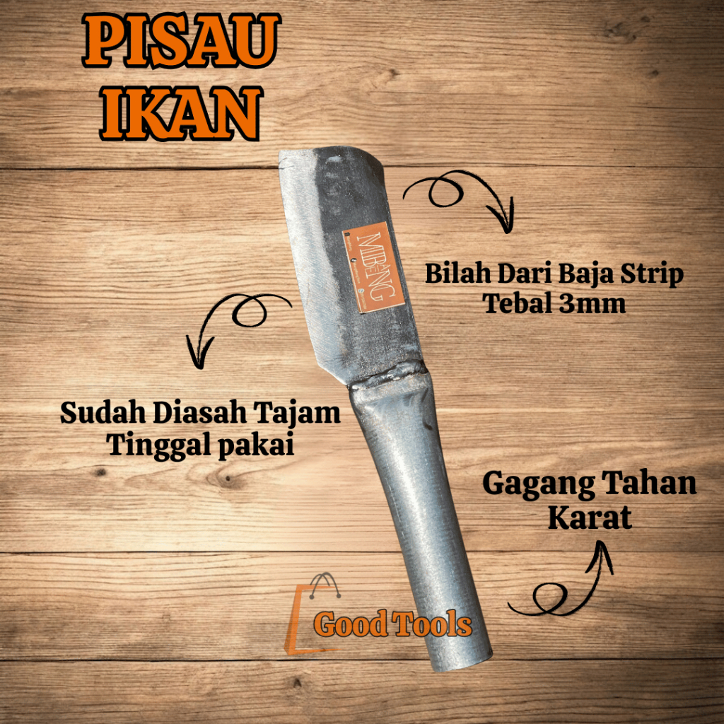 Pisau Ikan Full Metal Baja Strip – Pisau Bersih & Fillet Ikan / Pisau Dapur