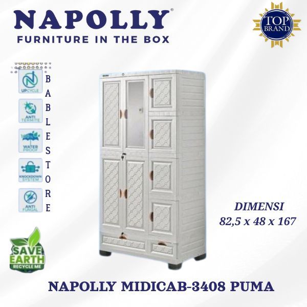 NAPOLLY LEMARI PLASTIK 3 PINTU NAPOLLY MIDICAB 3408 PUMA