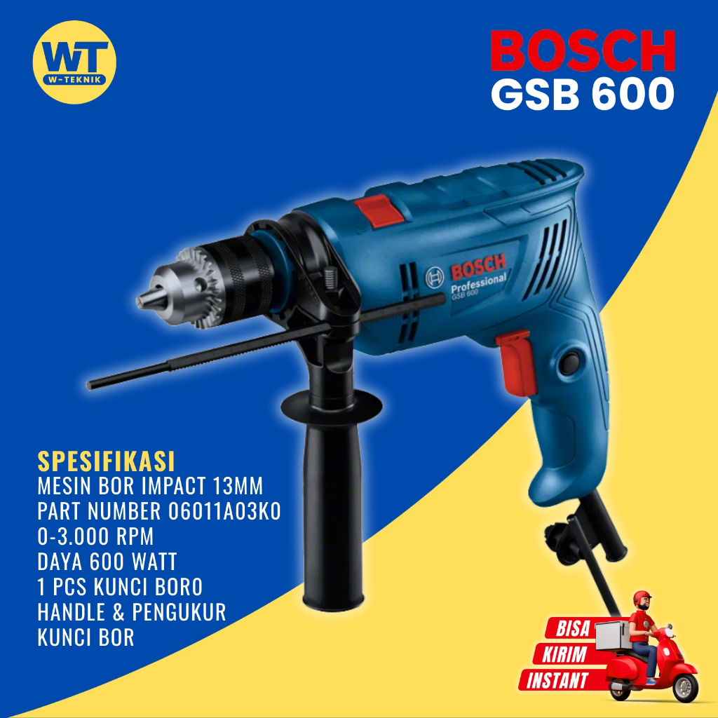 Bosch GSB 600 13mm Impact Drill - Bor Beton 3 Fungsi Original