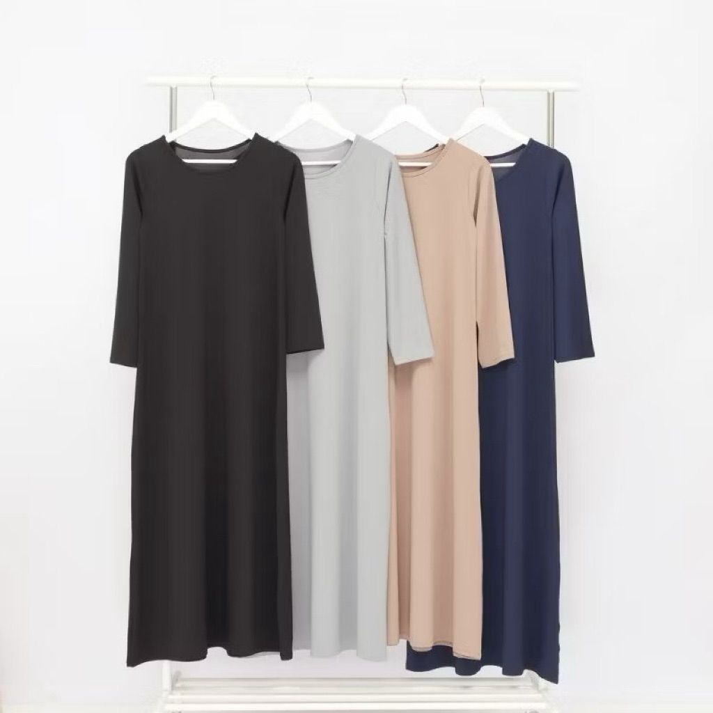 Inner Gamis Lengan Panjang Wanita / Dress Inner Lengan Panjang Polos