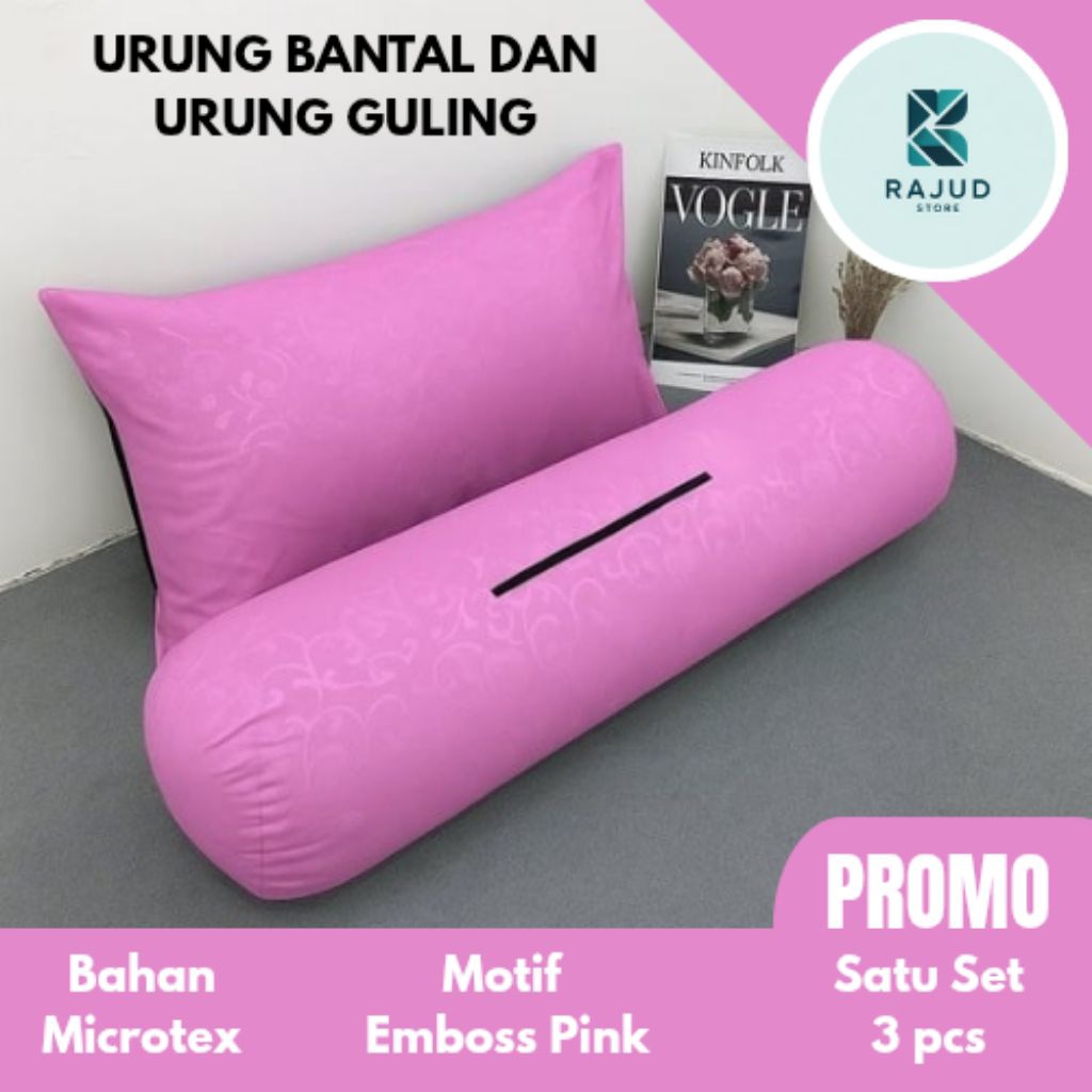 Promo (satu set) Urung Bantal Resleting Dan Urung Guling Motif Embos
