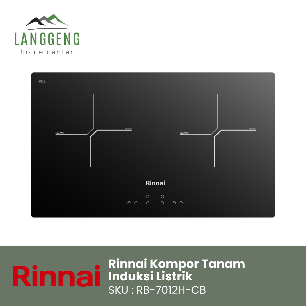 Rinnai RB-7012H-CB Kompor Tanam Induksi 2 Tungku Tempered Ceran Glass