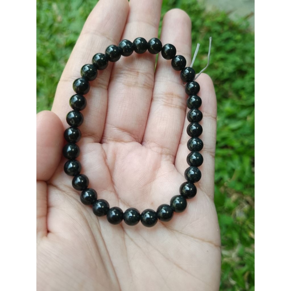 Gelang Giok Black Jadeite Jade 6mm