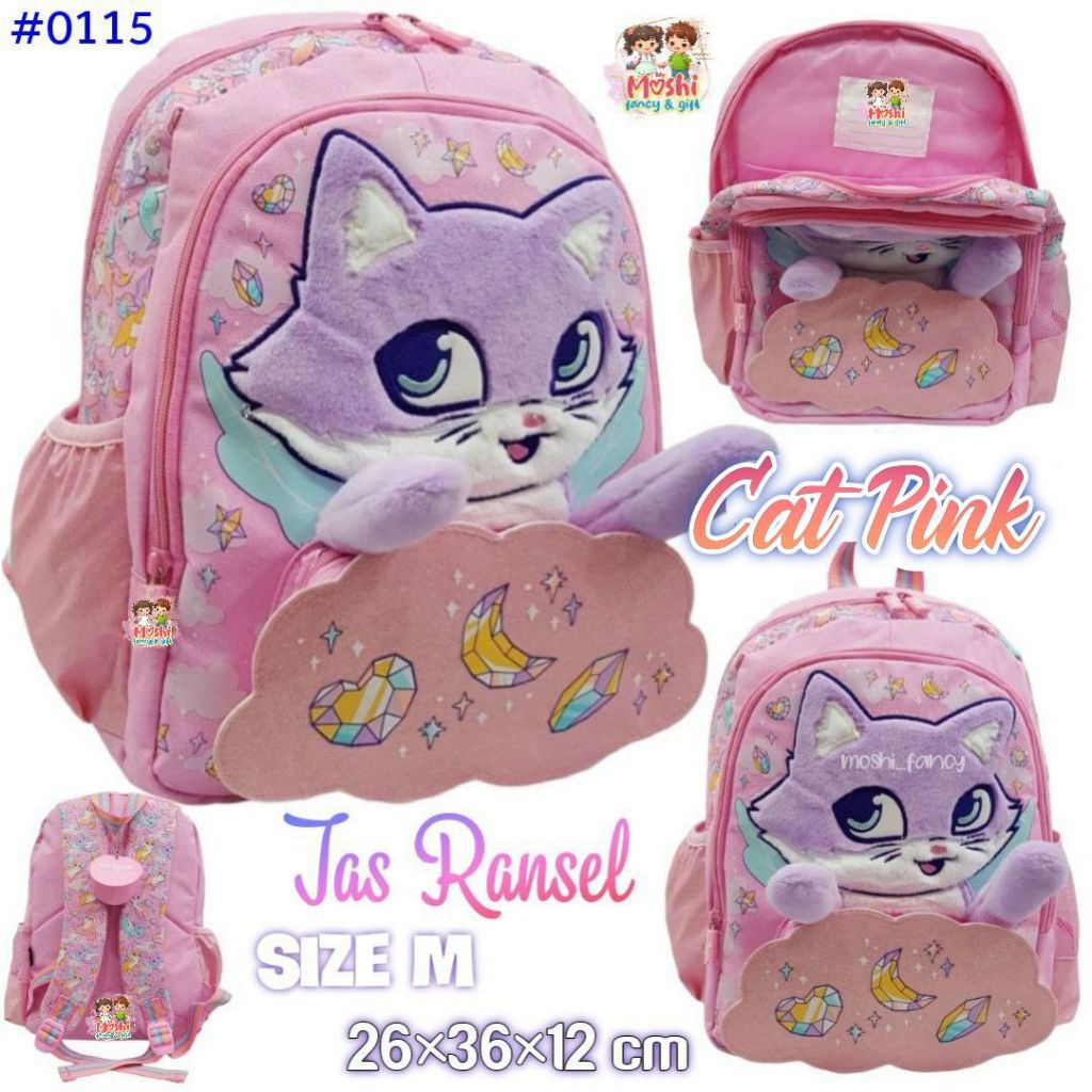 Tas Happy Cat Pink / Tas Ransel Cat Boneka / Tas Gendong Anak Model Kucing Boneka / Tas Anak Sekolah