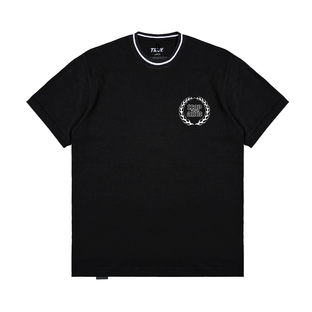 Troy Company Neck Stripe Tshirt Black Alive - Kaos Lengan Pendek Kaos Hitam KST 3326-2B1W
