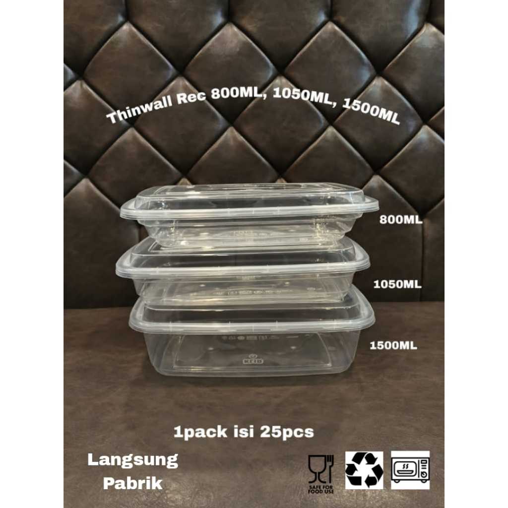 Thinwall Persegi Panjang / Thinwall Rectangle 800ML 1050ML 1250ML 1500ML (25PCS) KLIR