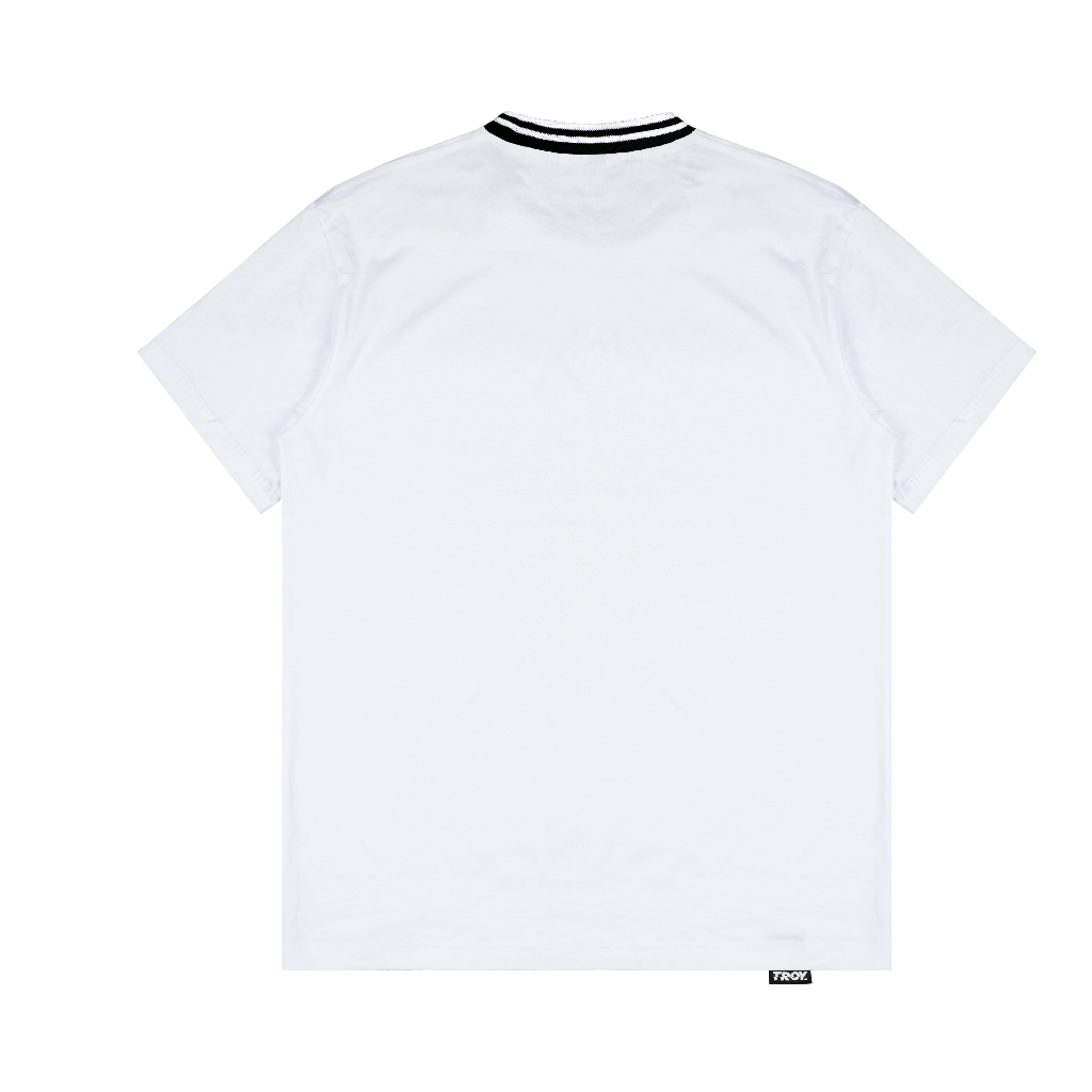 Troy Company Neck Stripe Tshirt White Comfort - Kaos Lengan Pendek Kaos Putih KST 3328-2B2W