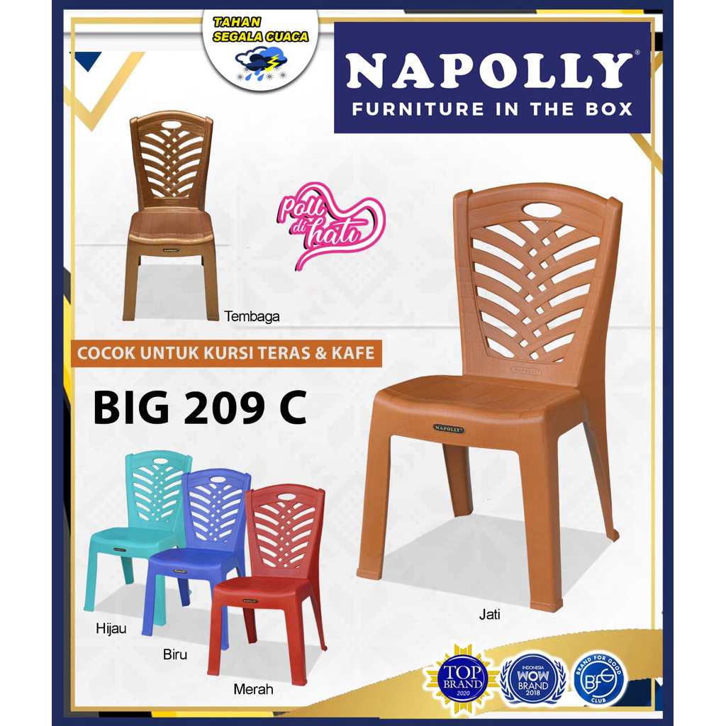 KURSI NAPOLLY 209/KURSI SANDARAN/KURSI PLASTIK NAPOLLY/209
