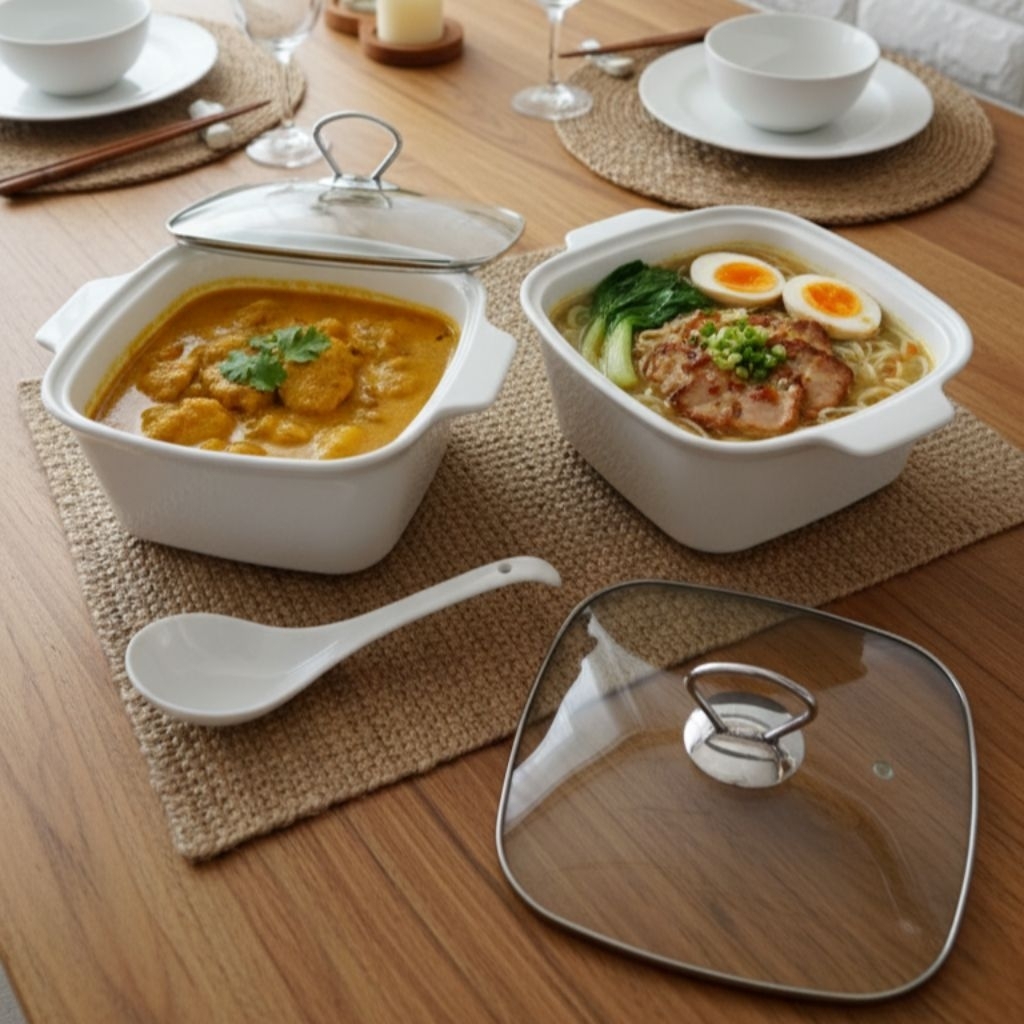 Appetite Casserole Tempat Saji Porcelain + Tutup Kaca