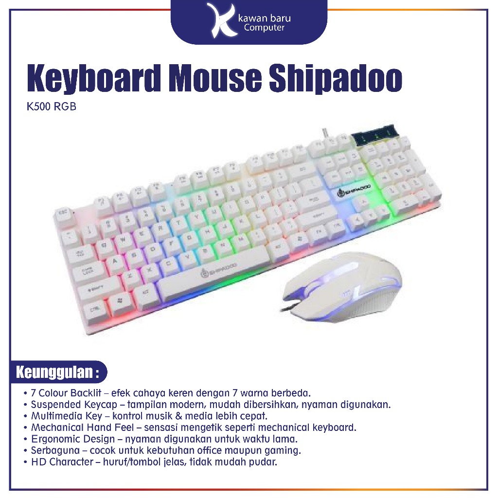 Keyboard Mouse Shipadoo K500 RGB