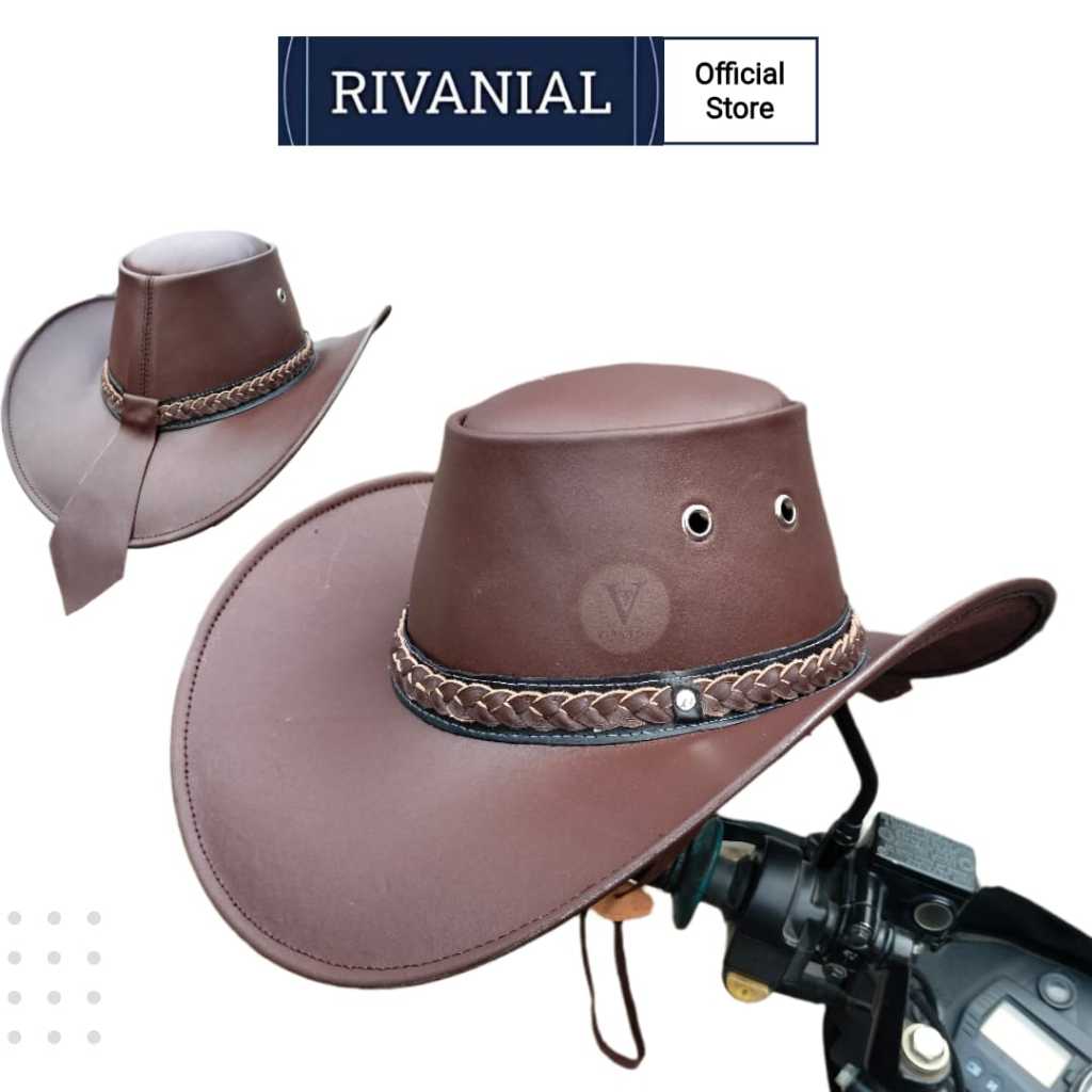 Topi koboy kulit asli garut-topi koboy pria kulit- topi model sulam