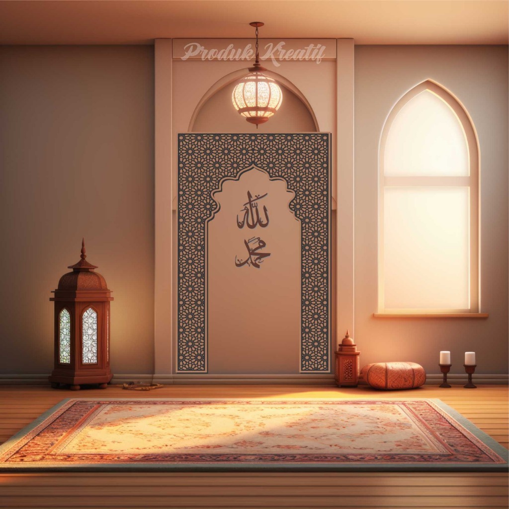Mihrab Masjid Mushola ''Allah Muhammad'' Rumah Hiasan Dinding Minimalis