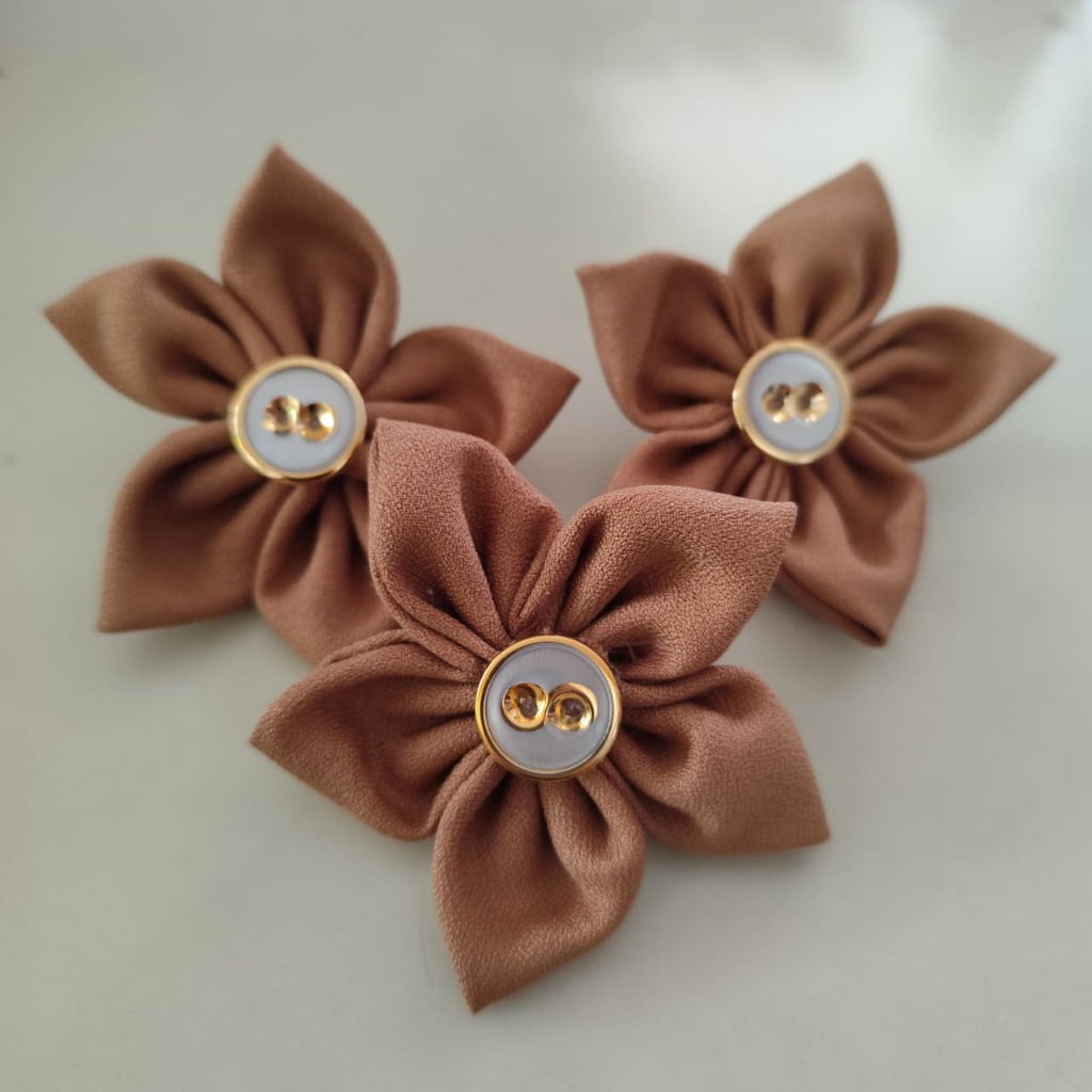 Bross Kain Bunga Handmade Elegan Wanita Hijab Aksesoris