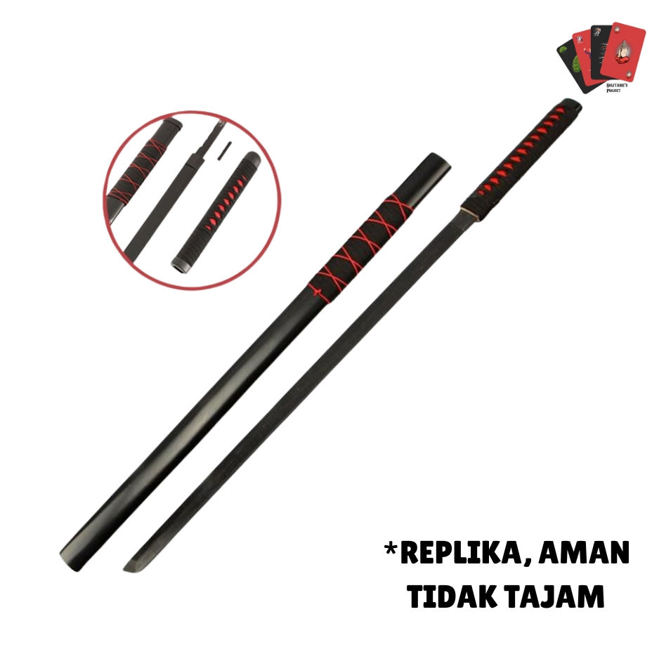 Replika Katana Samurai Naruto Boruto Sasuke Kakashi Bahan Kayu Ukuran 104 cm