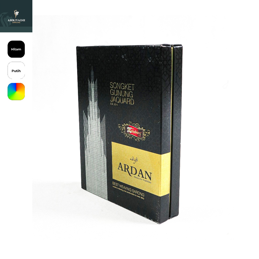 Sarung ARDAN Songket SGJ SGG Motif Songket Gunung Premium Hitam Putih Warna