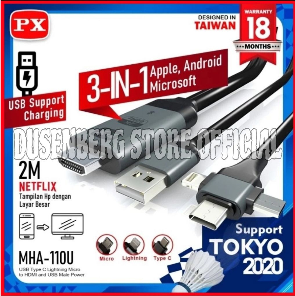 PX MHA 110U HDMI To USB Micro TypeC Lightning Converter TV IOS Android