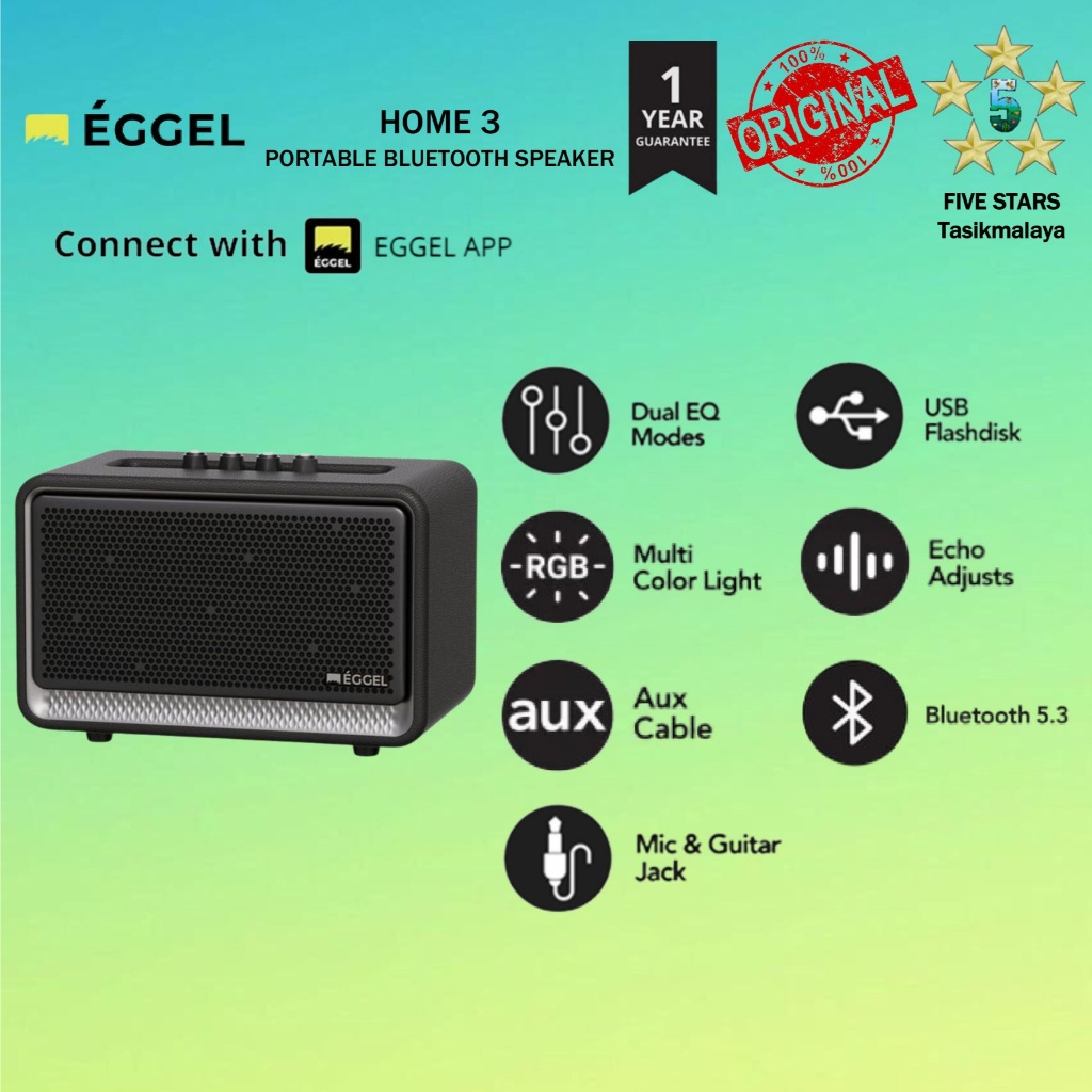 EGGEL Home 3 - Portable Bluetooth Speaker with Karaoke Function