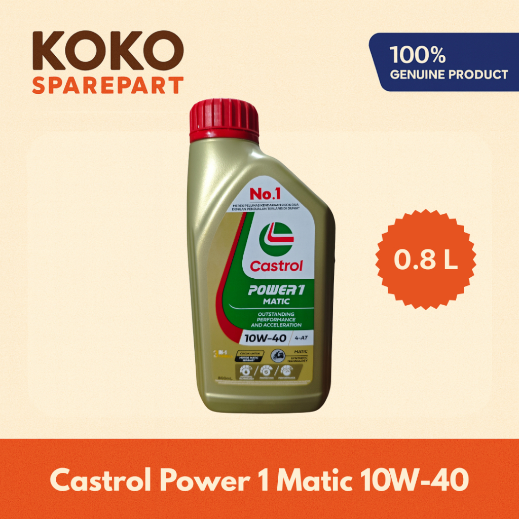 Castrol Power 1 Matic 10W-40 0.8L Oli Motor Matic Castrol Power 1 Matic 10W-40 800ML