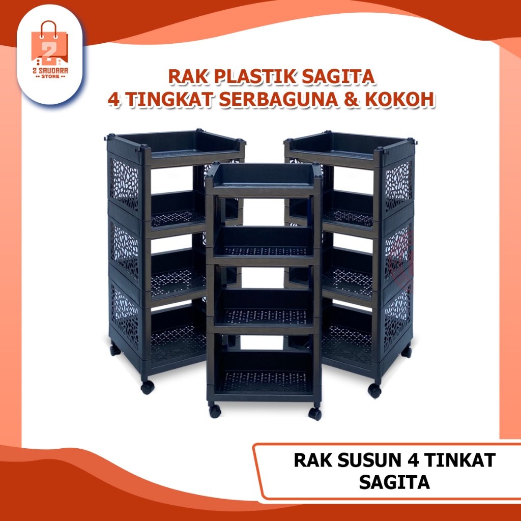 Rak Serbaguna Kimplast 4 Susun - Rak Plastik Portable Roda Kuat & Bongkar Pasang