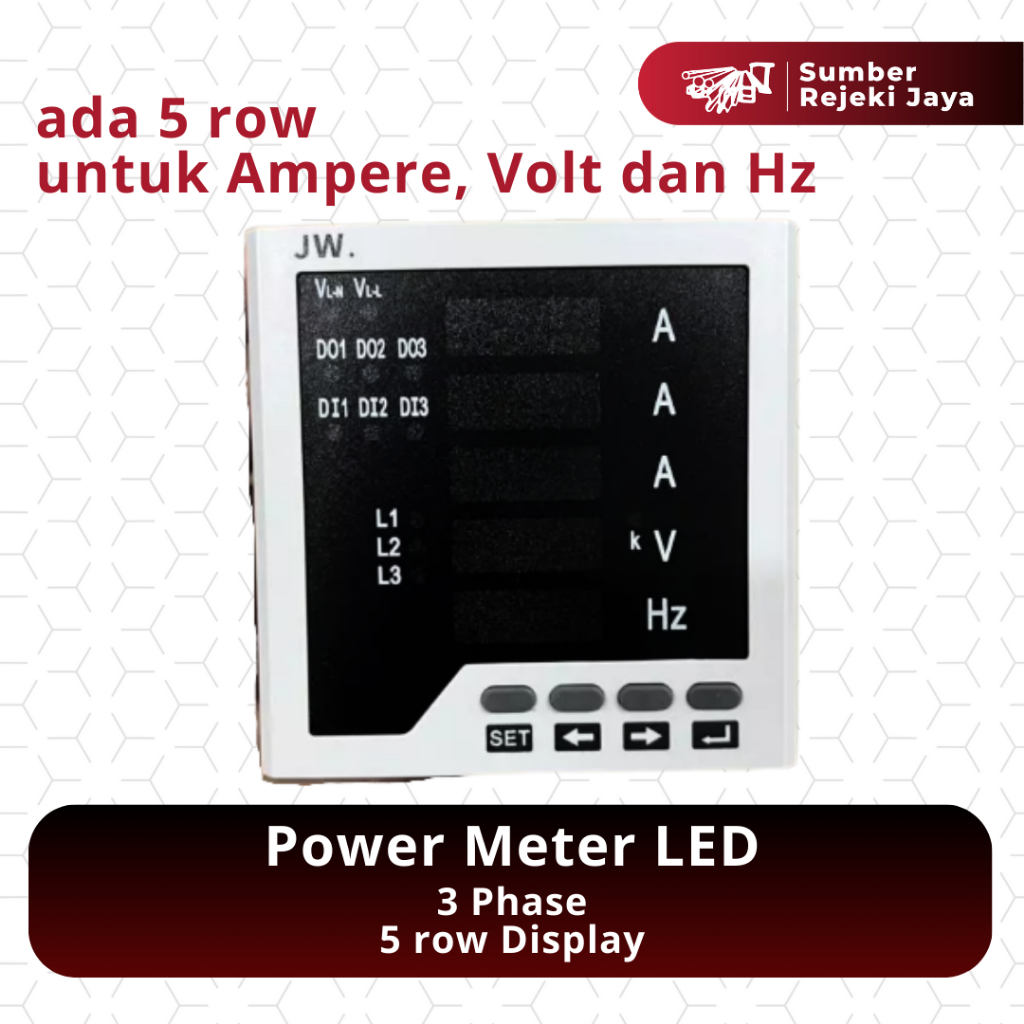 Digital Power Meter LED V/A/HZ 5 Row Display ( Ampere/Volt/Hz Meter Panel) | 3 Phase