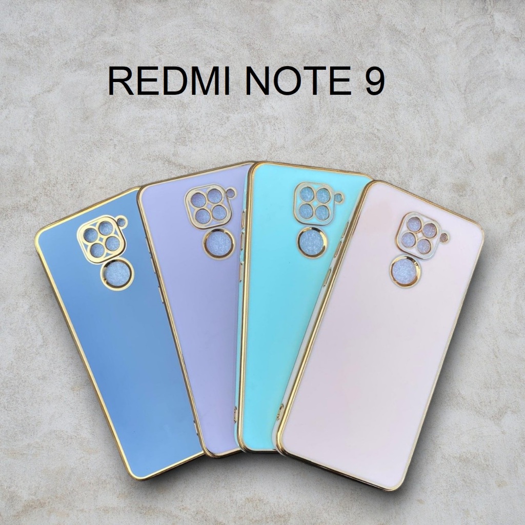 6D Lens Cover Case for REDMI NOTE 9 Square Edge Gold Chrome List 6D Plating