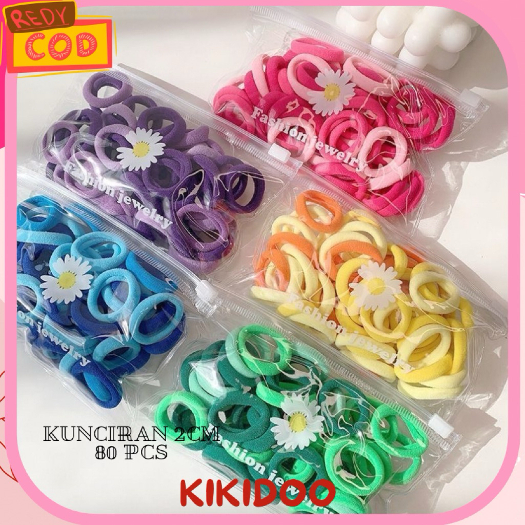 Kikidoo Ikat Rambut Donat 50pcs – Kunciran Elastis 2cm Warna Warni Anak & Dewasa JR27