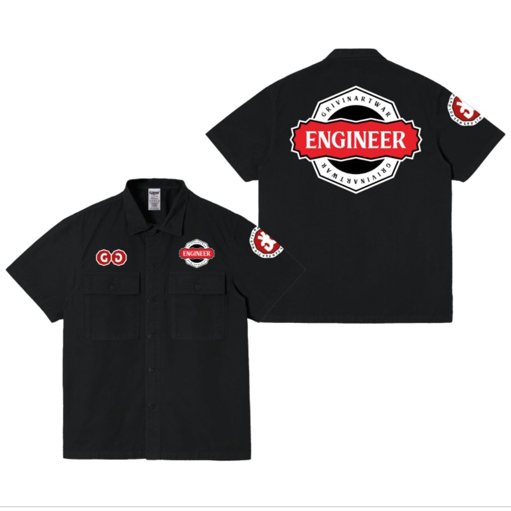 Grivin Workshirt Engineer Kemeja Pria Hitam