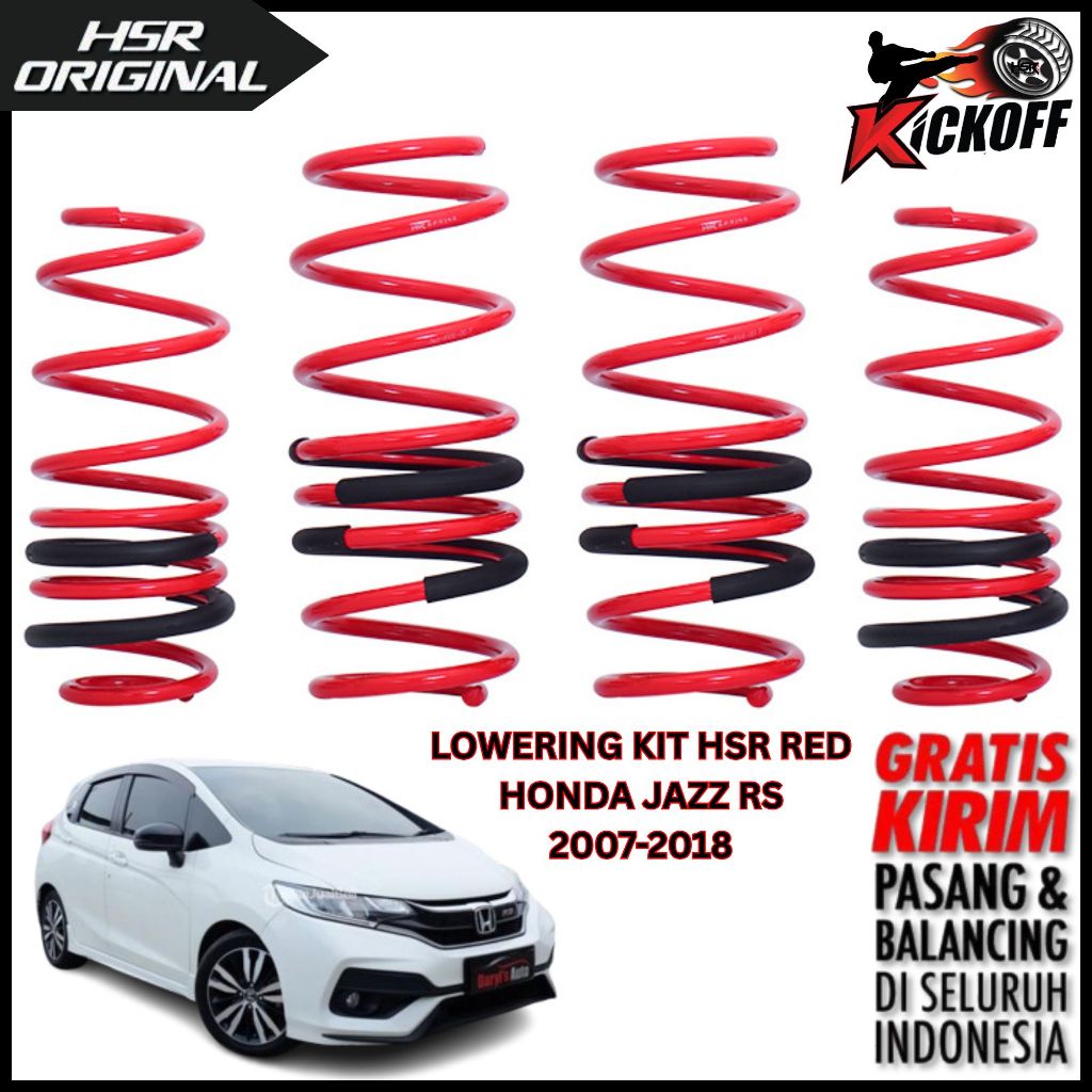 Lowering Kit HSR Red Honda Jazz RS Gratis Pasang