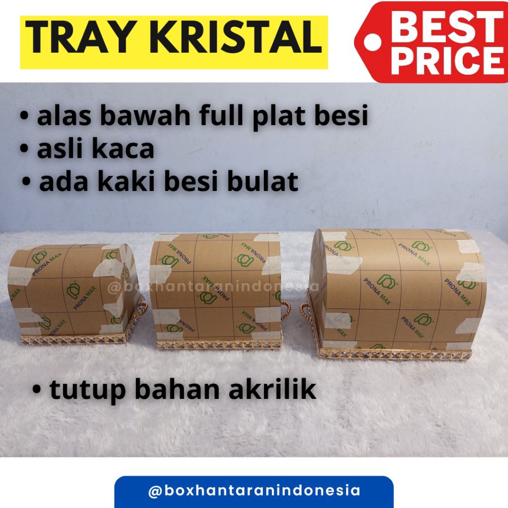 TRAY KRISTAL GAGANG + TUTUP AKRILIK | SUDAH PACKING KAYU