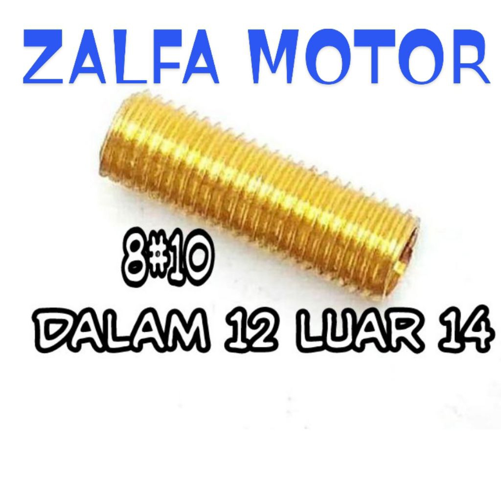 sok drat 8#10 asli kuningan drat dalam 12 drat luar 14