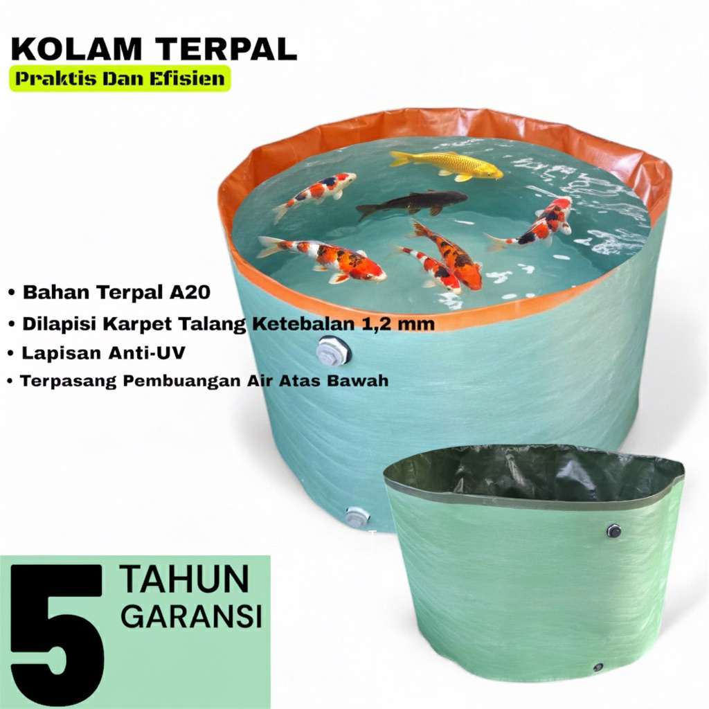 Kolam terpal bulat tanpa rangka A20 diameter 1 meter tinggi 90 cm Kolam bulat tanpa rangka untuk bud