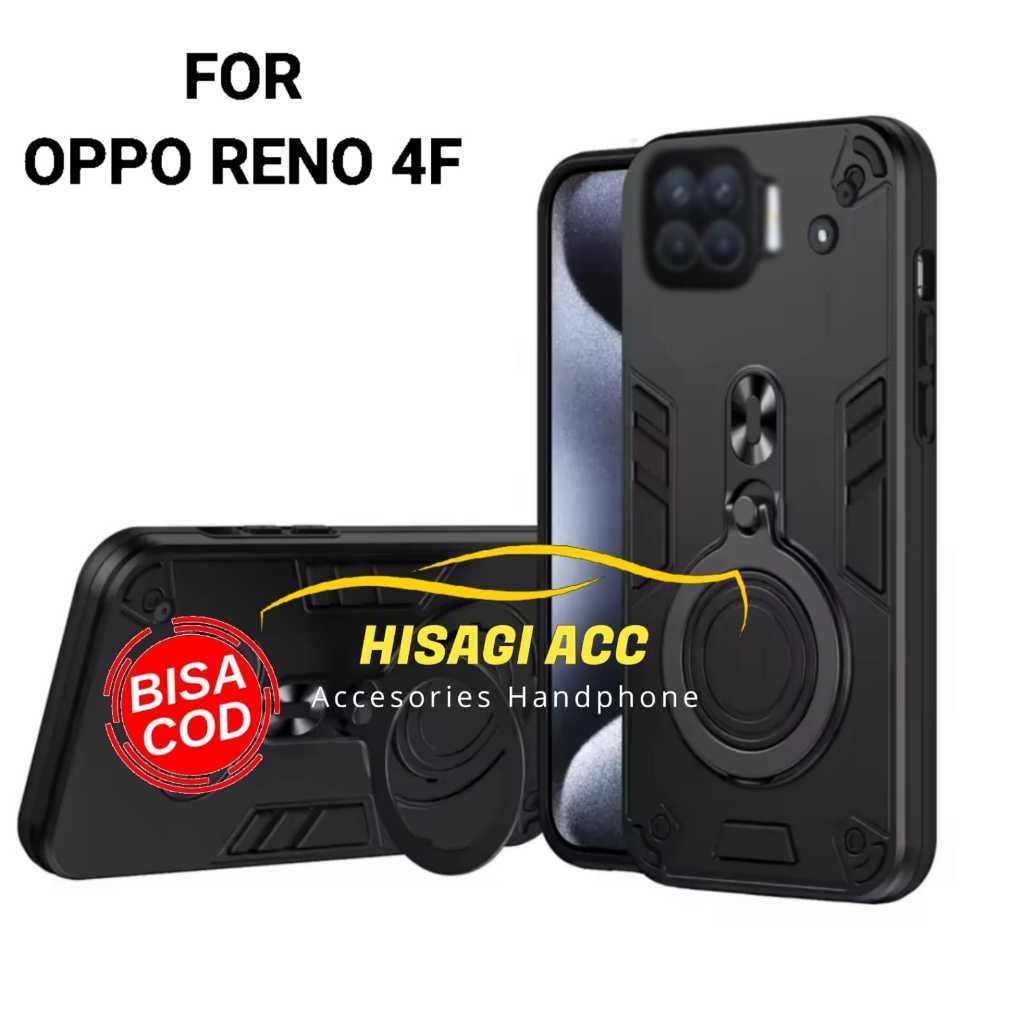 CASING HP UNTUK OPPO RENO 4F CASE ROBOT HIT EYE RING PROTEKSI CAMERA CASING STANDING NEW COVER